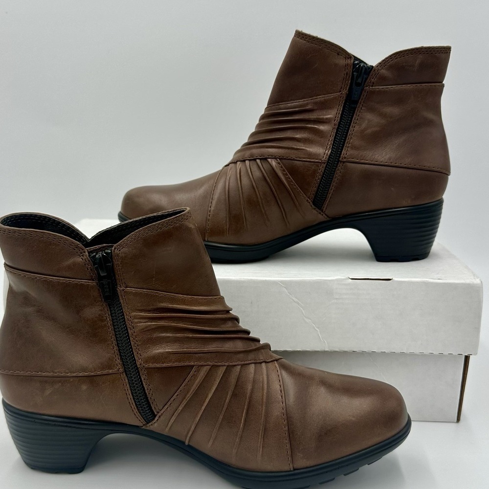 ROMIKA Banja Pleated Boots Women's EU 37 US 6.5-7 Brown Leather Heeled Booties